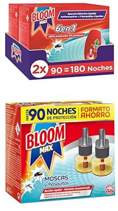 Bloom Max Insecticida Eléctrico Líquido (2 aparatos + 4 recambios) + 2 extra recambios