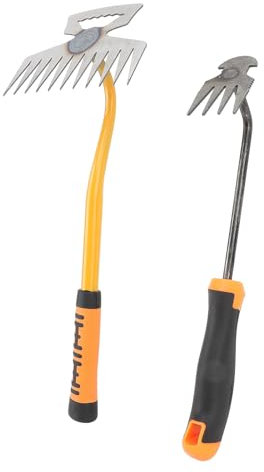 Rastrello da Giardino Piccolo, Strumento per Diserbo, Strumento per Rimozione Diserbo Strumenti per Diserbo da Giardino 4 Denti 11 Denti Rastrello da Giardino con Manico in Gomma