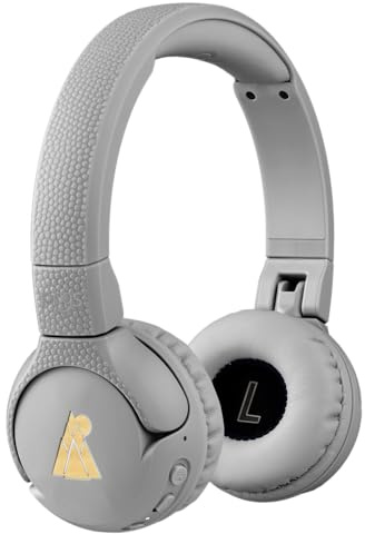 POGS Drahtloser Bluetooth Kinderkopfhörer | The Gecko 2 | Faltbarer robuster Kinderkopfhörer ab 3 Jahren | Lautstärkebegrenzung 85 dB | Mikrofon | On-Ear | Drahtlose Musik-Sharing-Funktion (rGrau)