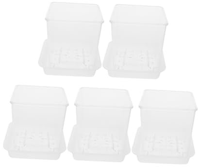KONTONTY 5piezas Macetas Transparentes De Acrílico para Orquídeas con Drenaje Contenedor De Flores Transpirables y Bandejas para Plantas Al Aire