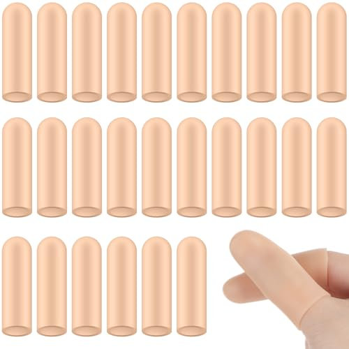 Tucnoeu 26pcs Skin Silicone Finger Protectors,Small Fingers Covers,Fingers Tip Band-Aids for Finger Cracking Trigger Pain Relief