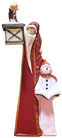 Scultura di Babbo Natale e pupazzo di neve - Incantevole esposizione natalizia, set di figurine natalizie | Statua da giardino di Babbo Natale e pupazzo di neve, decorazione festosa di Babbo Natale e