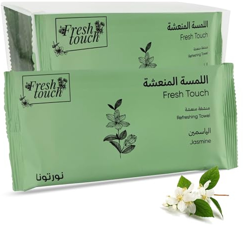 G4GADGET Salviette rinfrescanti usa e getta di lusso, confezione da 6, profumo di gelsomino, 25 cm x 25 cm, per mani e viso, uso caldo e freddo, ideali per viaggi, ristoranti, hotel, campeggio,