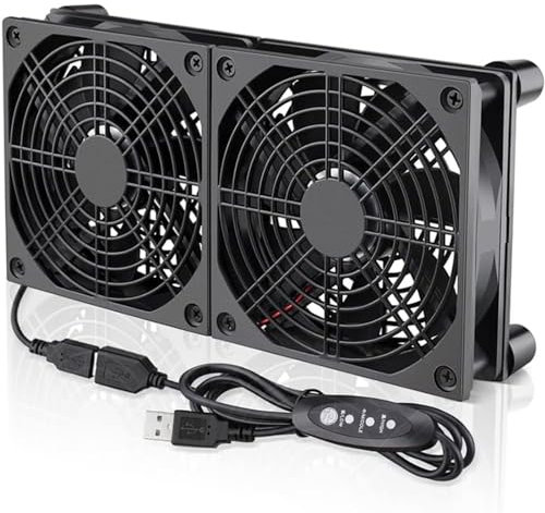 Beimus Ventola USB 2x120mm Due USB 120mm Case Fan Doppia 12cm PC Fan 240mm Ventola del Computer Con 3 Velocità Regolabile Per Router