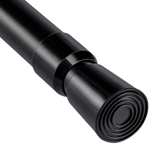 CROWNSHOP 55-90cm Shower Curtain Pole Extendable Curtain Poles, Tension Curtain Rod, Adjustable No-Drill Shower Rail, Telescopic Pole for Net and Voile (Black, 55-90cm)