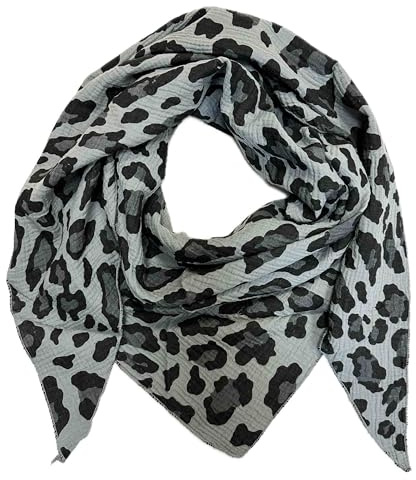 XL DreieckStrickschal Leopard Frühling Schal 100% Baumwolle Made in Italy Fashion Tuch Dreieckschal Stola Herbst Frühling Tuch Leo