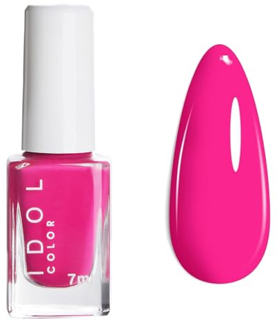 Bright Pink Nail Polish - 7ml Hot Pink Nail Polish - Neon Pink Nail Varnish Quick Dry - Breathable French Manicure Nail Varnish,Oil Based Formula,No Need Baking