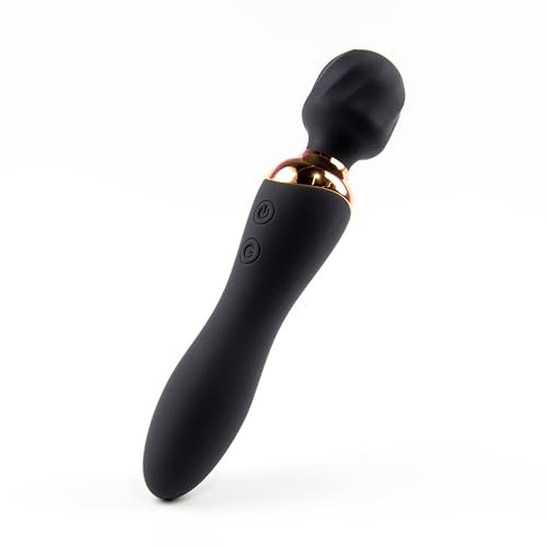 Wand Vibrator Sex Toys for Woman, 12x12 Modes Magic Flexible Massager with Dual Motor, Adult Toy for Clitoral Stimulation, Quiet Female Vibrater, Anal Dildo, Adult Sex Toys for Couple (Black)