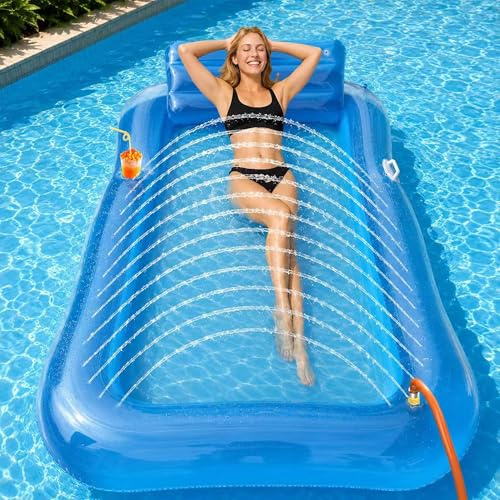 Aufblasbare Tanning Pool,Aufblasbarer Sonnenpool mit Getränkehalter,Aufblasbares Schwimmbett,Amphibisch Luftmatratze Wasser Erwachsene Geeignet für Schwimmbäder, Strände, Gärten