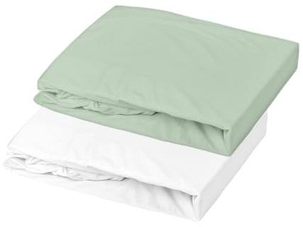 Mon P Dodo Set mit 1 ALESE PU + 1 Spannbettlaken, Weiß/Grün/Grau, 70 x 140 cm