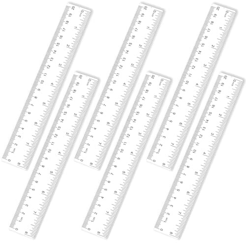 GAUATO 6 Stück Lineal 20cm, Kunststoff Transparent Kleines Ruler mit Zoll und Zentimeter Skalen, Durchsichtig Flexibel Präzision Lineal Grundschule Messwerkzeuge für Schule Büro Zuhause