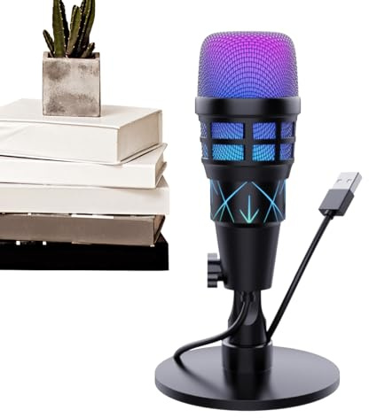 Microphone pour PC | Microphone à condensateur avec annulation de bruit - Accessoires USB sans fil pour écouteurs, enregistrement en studio, streaming, podcast et musique