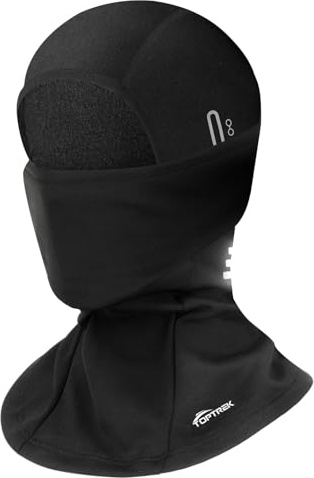 toptrek Balaclava Ski Mask, Windproof Thermal Balaclavas Face Masks for Men/Women, Winter Neck Warmer Cover with Glasses Hole & Reflective Strips for Motorcycle, Skiing, Cycling and Running, Black