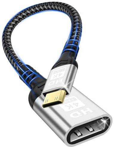 Kryoza Mini HDMI auf HDMI Adapter,HDMI auf Mini HDMI Adapter | Support 4K@60Hz,UHD,3D,HDR,ARC Mini HDMI Adapter,Kompatibel mit DSLR,Camcorder,Laptop,Tablet,HDTV,Projector,Raspberry Pi