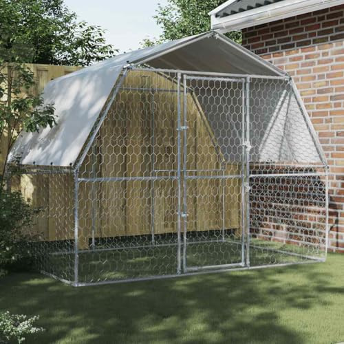 KKHOMEI Gabbia per Cani da Esterno con Tetto Recinto per Cani da Esterno, Sicuro, Box Metallo, 285 x 195 x 230 cm