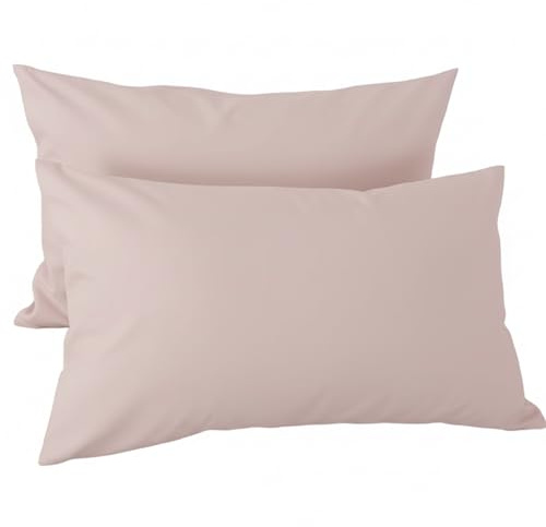 H HANSEL HOME Juego de 2 Fundas de Almohada con Cremallera – Protector de Almohada 100% Microfibra Transpirable y Suave – 70x45cm, Rosa Claro