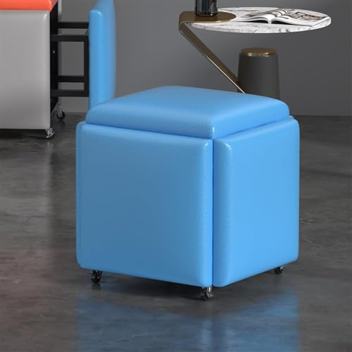 Cubo de asiento 5 en 1 con ruedas giratorias, otomana de almacenamiento transformable para sala de estar, dormitorio, oficina