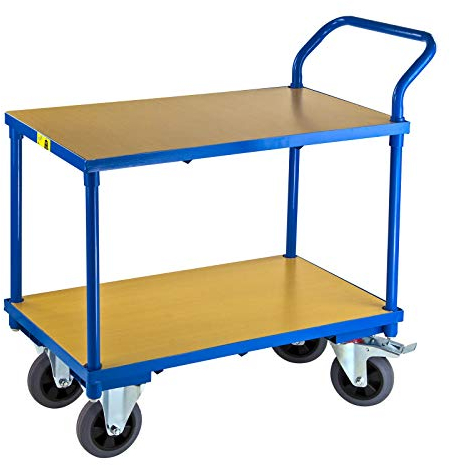 ADB Transportwagen Etagenwagen Rollwagen Materialwagen mit 2 Etagen Tischwagen Kommisionierwagen Vollgummireifen, Traglast 400kg