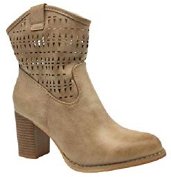 Fashion Moda Stivali Stivaletti Donna Caviglia Anfibi Primaverili Estivi Traforato Biker New Tronchetto Nero Beige Nuovi Estate Tacco Comodi G633 (Beige, Numeric_37)