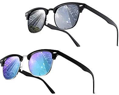 UrbanSky Sonnenbrille „D.B.“ für Damen und Herren - 2er-Pack - polarisiert (Schwarz:Blau/Silber verspiegelt)