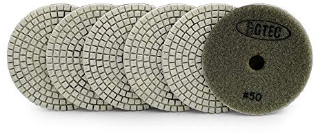 BGTEC 100mm nasser Diamant Polierpads Satz 6 Stücke Körnung 50 Pads Bausatz für Granit Marmor Stein Quarz Fliesen Beton