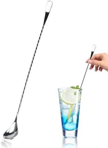 Barlöffel Rühroffel 40 Cm Langer Griff, Cocktail Rührlöffel, Barlöffel Gedreht Teardrop Mit Metallknauf Für Martinis, Kaffee, Bar, Cocktail Shaker, Barkeeper Oder Hausgebrauch