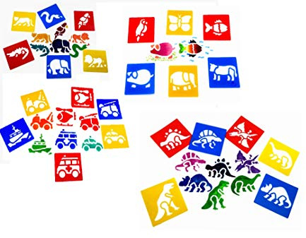 Washable Plastic Stencils | Assorted Pack | 24 Stencils Included! | 15cm x 14.5cm
