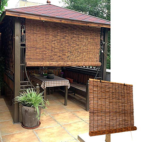 L-DREAM Bambus Rollo Seitenzugrollo, Bambus Jalousie Für Fenster, Hochwertige Raffrollo Für Innenfenster, Außen, Küche, Balkon, Innenhof, Tür, Aus Schilfrohr Natur, Mit Zubehör, 90x200cm