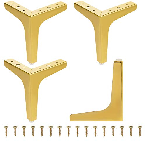 SHEENO Lot de 4 Pieds de Meubles en métal, 10 cm, Pieds de canapé triangulaires Modernes en métal pour Armoire, canapé, Chaise