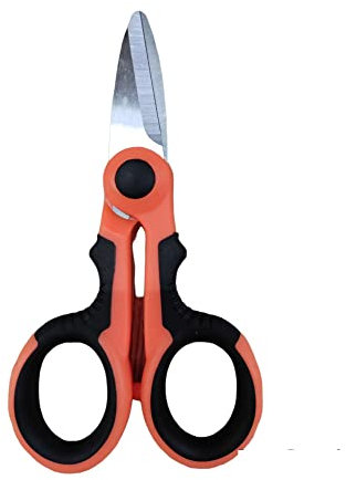 Forbici 140 mm da elettricista lame micro dentate incavo spella fili manici ricoperti ed isolati con nylon presa ergonomica