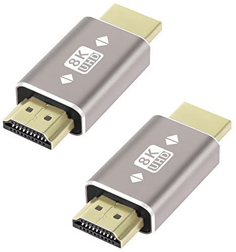 QIANRENON Lot de 2 adaptateurs HDMI mâle vers mâle 8 K HDMI 2.1 mâle-A HD, Accessoires pour Vidéoprojecteurs - Prise en charge 8K @ 60 Hz/4K @ 120 Hz HDR - Pour projecteur HDR, ordinateur portable, PC