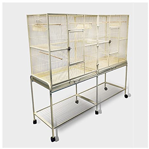 SUNESA Vogelvoliere vogelkäfige Stapelbare Geteilte Zuchteisen-Vogelkäfig-Sittich-Haus mit einem Rollständer for Kanarische Nockatiele Lovebirds Finches Budgien kleine Papageien Vogelhaus