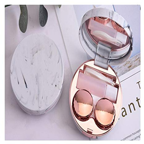 Lens Storage Cases， Contact Lens Cases,Mini Box Container, Cute Marble Stripe Contact Lens Case Travel Glasses Lenses Box For Unisex Eyes Care Kit Holder Container Support Gift Beautiful (Color : Gold