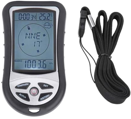 Topyond Multi-Functional Electronic Altimeter, Digital Altimeter Barometer, Blue LED Backlight Meter, Essential for Outdoor Climbing, Hiking, Hunting, Camping and Travel