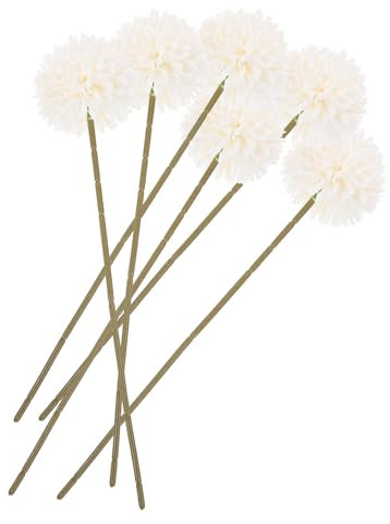 AOKWAWALIY Künstliche Chrysanthemen, Heimdekoration, Ornament, Blumenstrauß, künstliche Blumensträuße, Stiele, Partysträuße, Requisiten, weiße Kunststoff-Pusteblumen, 6 Stück, 8P62XY13UEW4J3047UQK1W