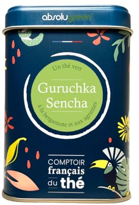 Absolugreen - Thé Vert en Boîte Métal, Guruchka Sencha, 80 Grammes