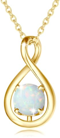 FANCIME Infinity Anhänger Halskette Damen mit künstliche Geburtsstein | 925 Sterling Silber Gold-plattiert Kette mit imitiertem Edelsteine Feiner Schmuck Geburtstag Geschenke für Frauen Mutter