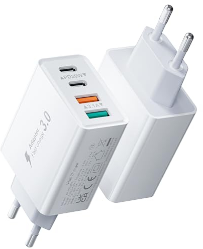 USB C Ladegerät Mehrfach 40W Schnellladegerät Netzteil USB C Adapter Dual PD+QC Ladestecker für iPhone ALLE Serien & iPad, Tablets, Google, Samsung, Handys