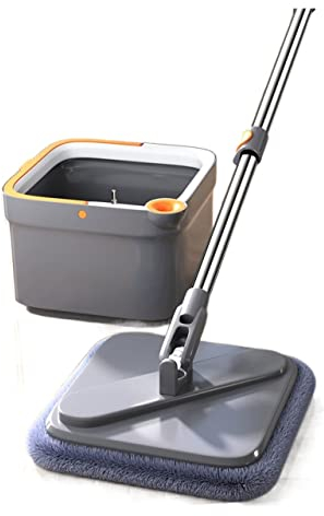 Juego de fregona y cubo giratorios Spin MOP y cubo con ajuste de la preparación de la cabeza de la microfibra, los suministros de limpieza for el hogar for las baldosas de madera de mármol Fregonas de