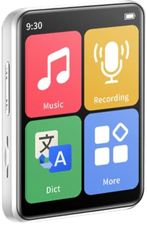 Komdndht Mini Lecteur MP3 Portable Bluetooth Lecteur de Musique Écran Tactile Lecteur de Musique de Sport Carte 32G Intégrée Blanc Installation Facile Facile à Utiliser