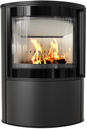 Kaminofen Stahl KRATKI Bjorn Hoch 7 kW Ø 150 schwarz Verkleidung mit Türfeder