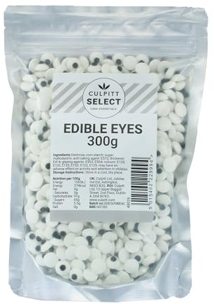Culpitt Select 300g Edible Sugar Eyes | Ideal For Monster & Animal Bakes, Resealable Pouch, Ready To Use For Halloween, Christmas & Birthdays