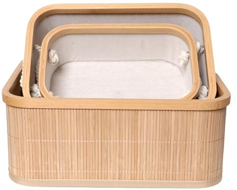 ENGLISH HOME Korb Aufbewahrungsbox Rechteckig, Aufbewahrungskorb Küche, Badezimmer, Schlafzimmer Organizer Box, BurlyHolz Farbe, 40x30x16cm, 36x26x14 cm, 30x20x12 cm