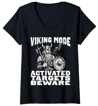Womens Viking Mode Activated for Axe Throwin Hatchet Competitions V-Neck T-Shirt