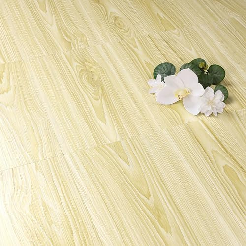 FunStick Dalle PVC Adhesive Sol Jaune Beige Sol Autocollant Adhesif Salle de Bain Cuisine Revêtement Adhésif Effet Bois Jaune Dalle PVC Chambre Stickers Carrelage Bois Clair Naturel 30x30CM 5 Dalles