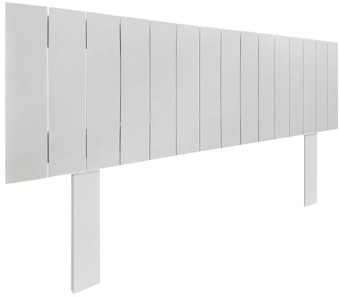 DHOME Cabecero de Madera reciclada DM con Patas Estilo Palet Vertical Cama Palets Herrajes incluidos (150cm, Blanco Sólido)