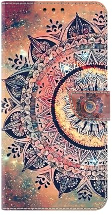 Lederhülle für iPhone 12 Pro Max/13 Pro max Hülle Flip Stoßfeste Handyhülle Klappbare Premium Blumen Leder Kartenfächern Standfunktion Schutzhülle Klapphülle für iPhone 12 Pro Max/13 Pro max Mandala