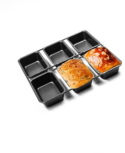 Gurlideo Mini molde para pan de 6 tazas, molde antiadherente para hornear, pasteles, postres, magdalenas, moldes pequeños para hornear, apto para lavavajillas