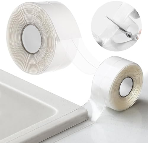 Dichtungsband Selbstklebend, Transparent Dichtungsstreifen, PVC Wasserdichtes Klebeband, Zugluftstopper Schalldicht, Türdichtung Selbstklebende Dichtband für Tür, Fenster, Küche, Badezimmer
