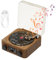The Waves Vinyl Record Player with RGB Light, Home Audio Record Players, 3 Mode Stereo Sound Sleep Aid with 4 Sounds of Nature, Portable 2025 Vintage Brown Wireless Bluetooth Speaker with BT, TF, AUX
